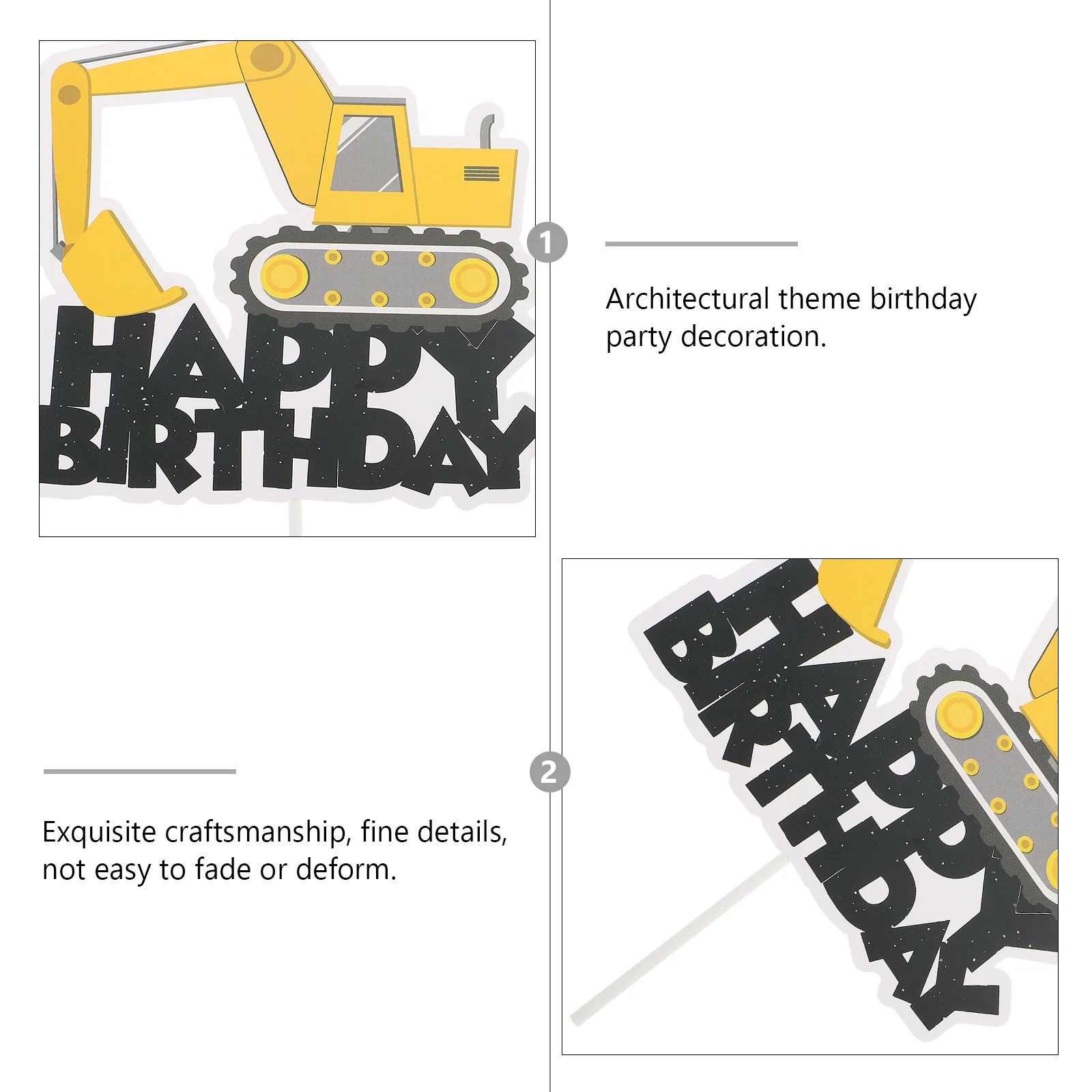 

1Set Excavator Construction Party Balloons Latex Balloon Cake Picks Set Kids Birthday Party Supplies Decoration