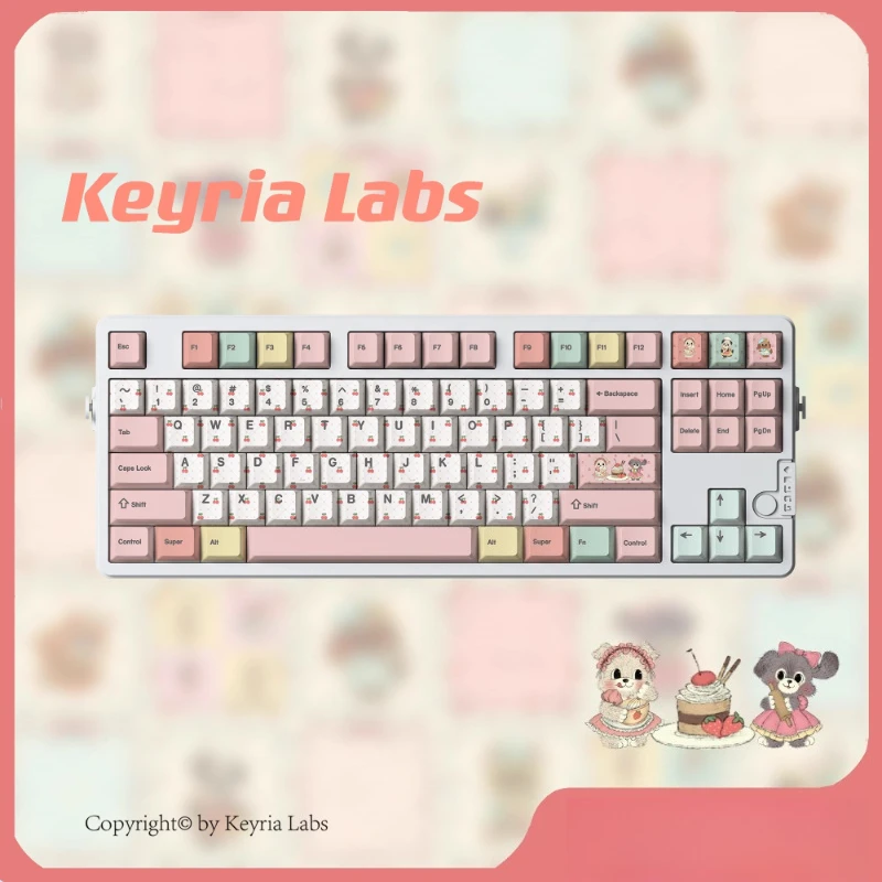 Retro Dessert Shop Theme Keycaps Set Customized PBT Sublimation Cherry Profile Keyboard Cap for Mechanical Keyboard Accessories