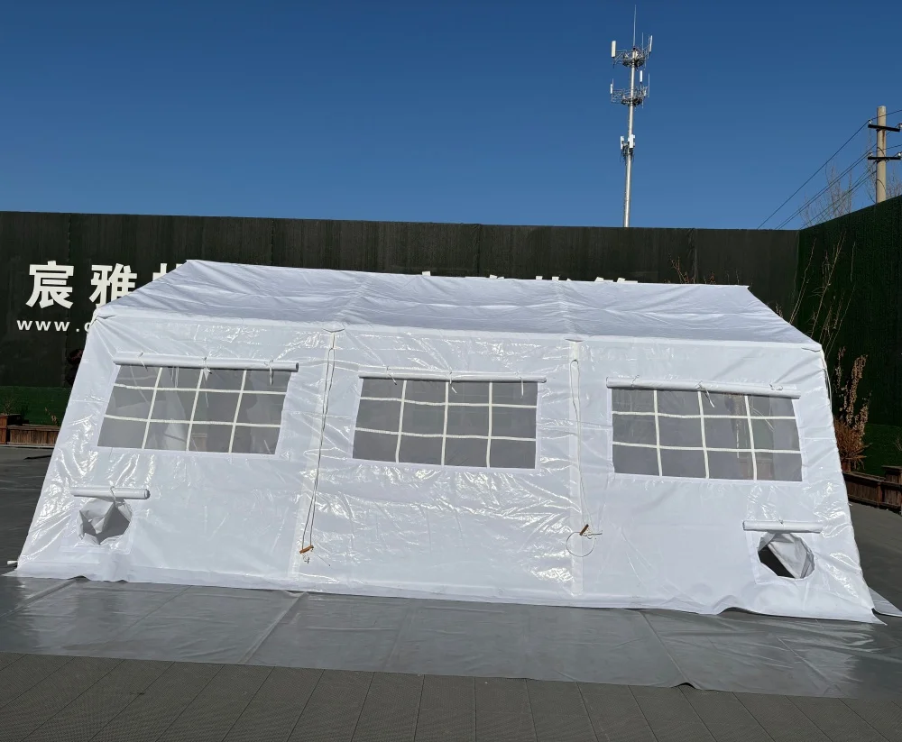 High-quality 10-20 Person Waterproof Outdoor Steel Frame Large Camping PVC Tent With Big Windows Factory Supply