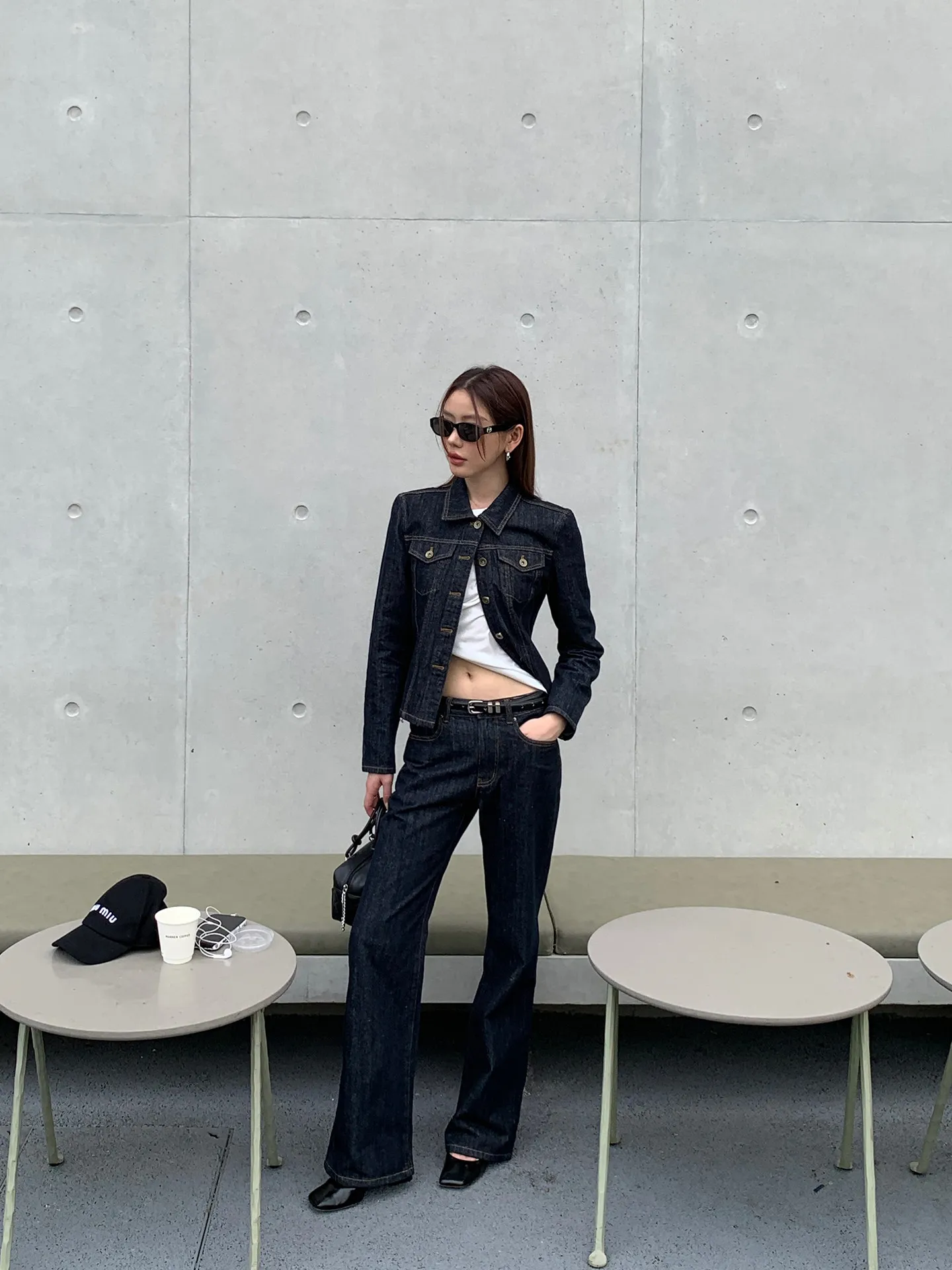 

Fashionable Denim Set Spring 2026 Women's High Waist Straight Leg Jeans Short Jacket High Waist Long Pants Wear Resistant