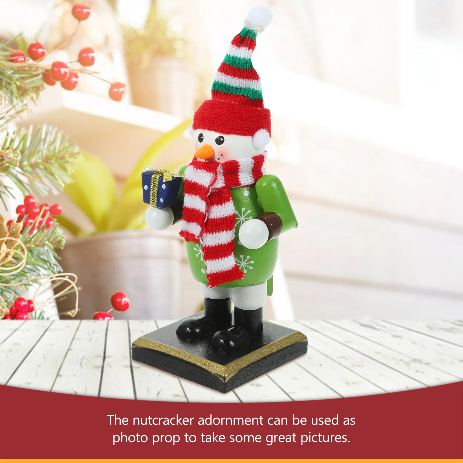 

Alipis Christmas Nutcracker Ornament Puppet Figure Stocking Stuffer Decor Wood Snowman Holiday Gift Tree Decoration