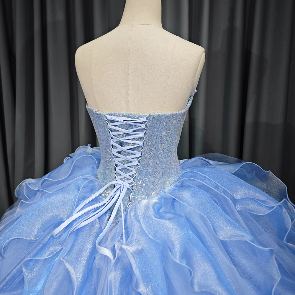 Exquisitos vestidos de quinceañera sin tirantes, cola de catedral, vestido de baile con cordones, vestido de princesa personalizado de 15 quinceañera