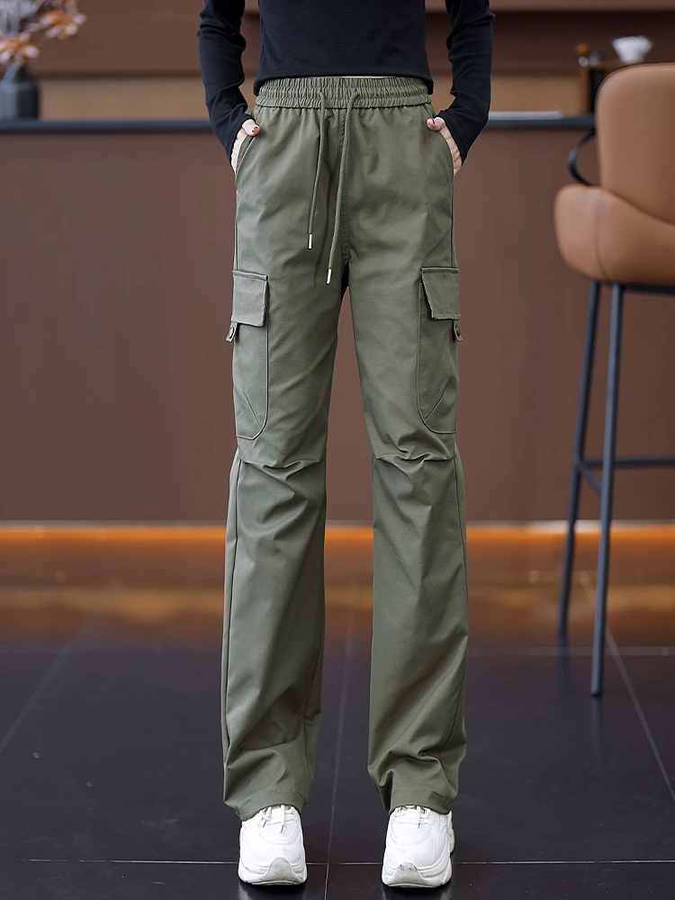 

American Style High Waist Straight Leg Workwear Pants Women's Spring Autumn Narrow Version Wide Leg Casual Sports Pants