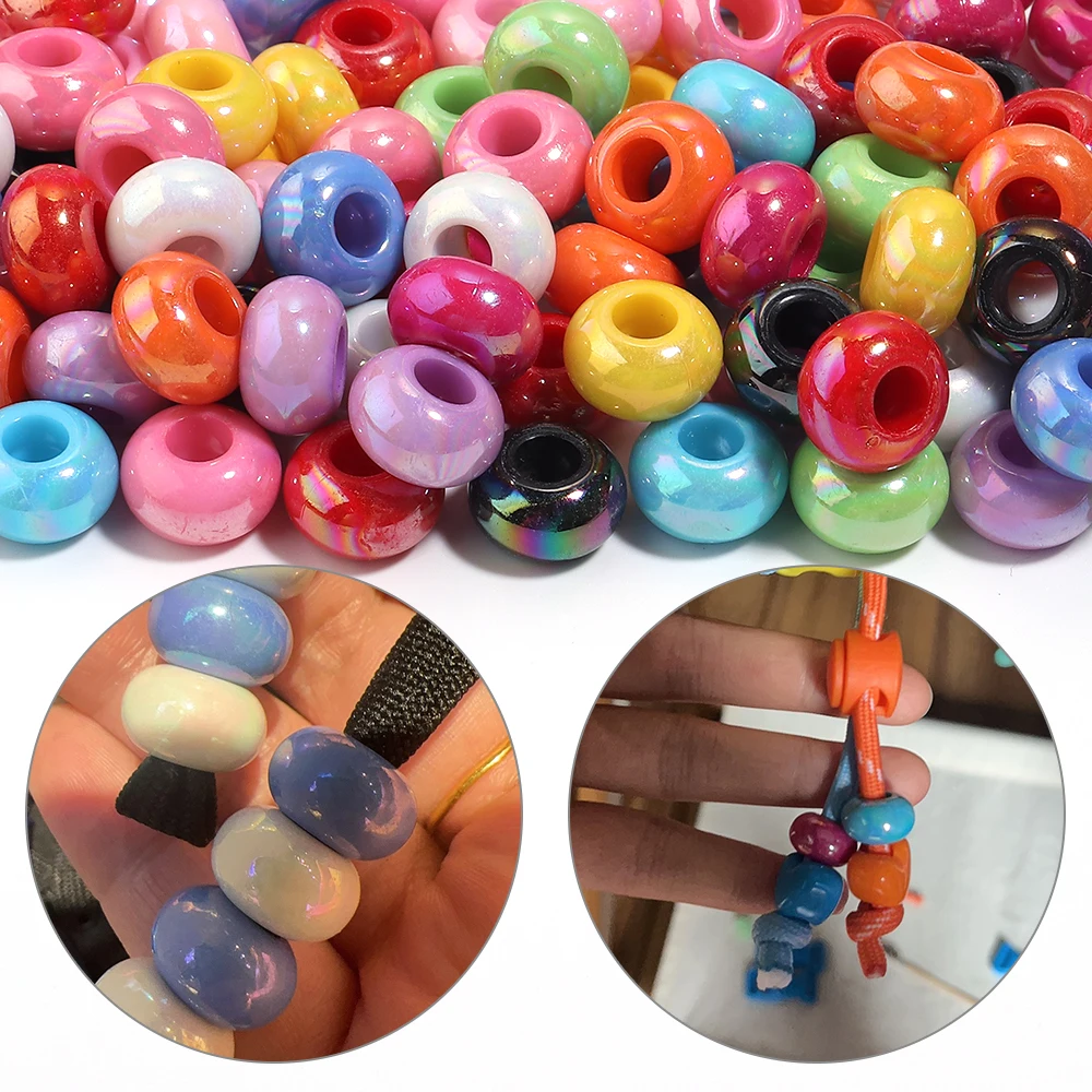 50 Stück 14mm UV-Farbplattierte Acrylperlen mit Großem Loch, Lose Abakus-Perlen für DIY Handgemachte Ketten und Schmuckherstellung – Detail 3