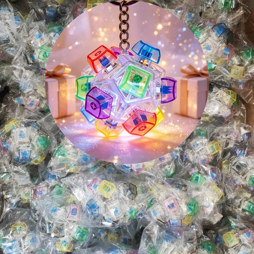 Luminous Silent Keyboard Keychain Pressable LED Button Fidget Toy, Anxiety Relief, Office Desk Decor Perfect Birthday Gift딸깍이 키링