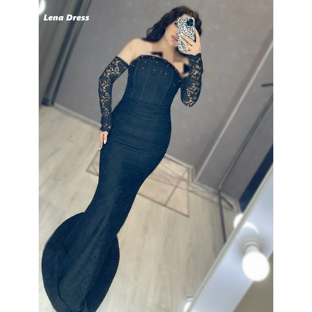 

Lena Customized Evening Dresses for Luxury Party Dress Elegant Night Dresses for Special Occasions Embroidered Lace Black Women