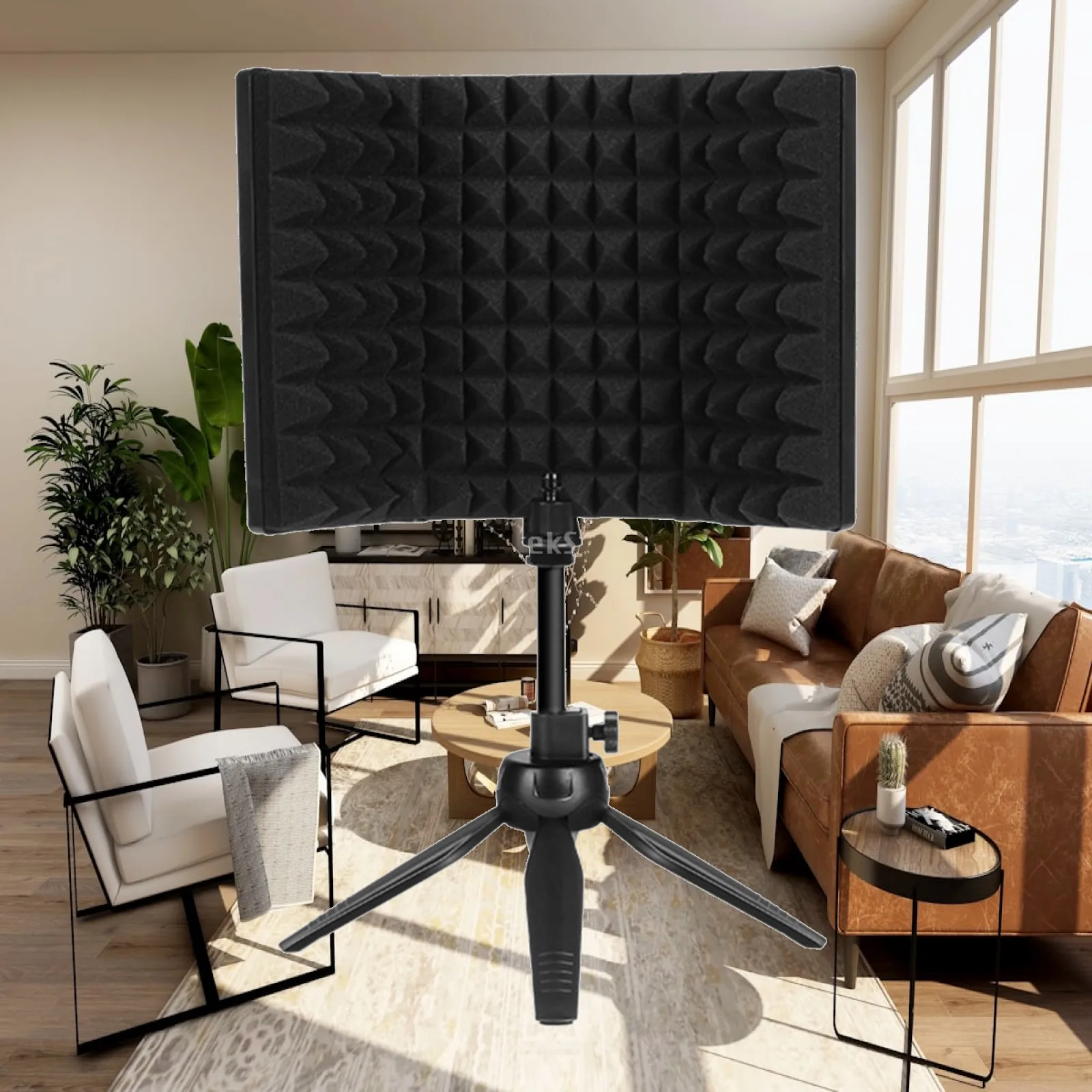 Foldable Mic Isolation Shield with Sound Absorbing Foam for Condenser Microphone Recording Studio Equipment