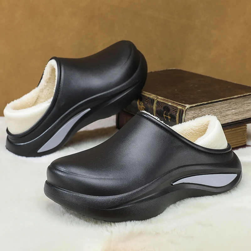 

Winter New Men's Cotton Slippers Fashion Outdoor Warm Shoes Non-Slip Waterproof Indoor House Plush Slip-On Male Cotton Footwear