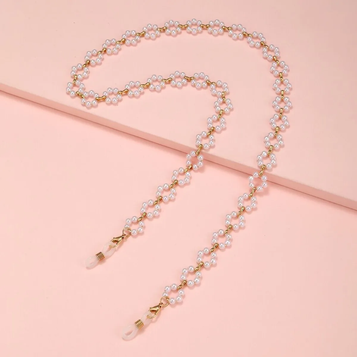 Anti-Loss Titanium Steel Chain, Colorfast Pearl Flower Design, Universal Mask Eyeglass Holder Accessory