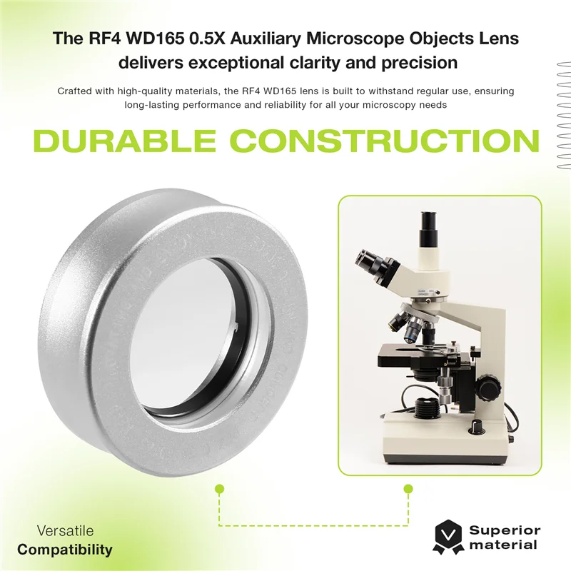 

RMWIN-RF4 WD165 0.5X Auxiliary Microscope Objects Lens Fortrinocular Stereo Zoom Barlow Camera Glass Lens High-Quality