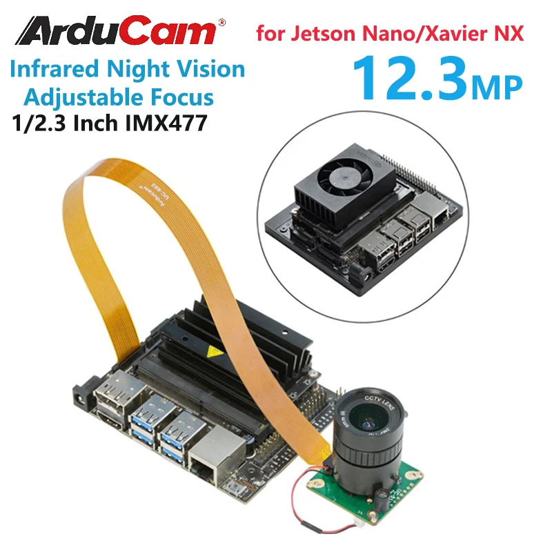 

Камера Arducam Jetson Nano, Xavier NX, 12,3 МП, 1/2,3 дюйма, IMX477 ИК-камера с объективом CS 6 мм, мини-высокое качество