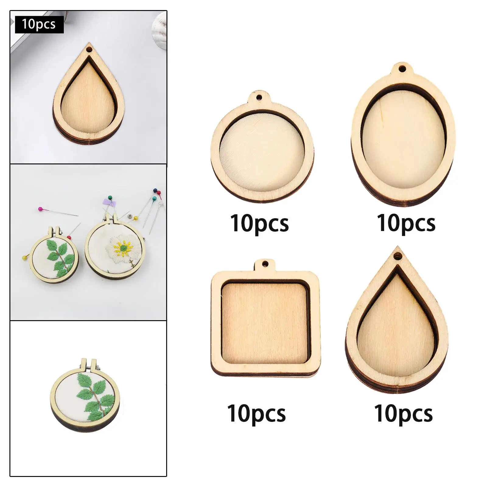 10x Mini Wooden Embroidery Hoops, Embroidery Frame for Crafts, Cross Stitch,