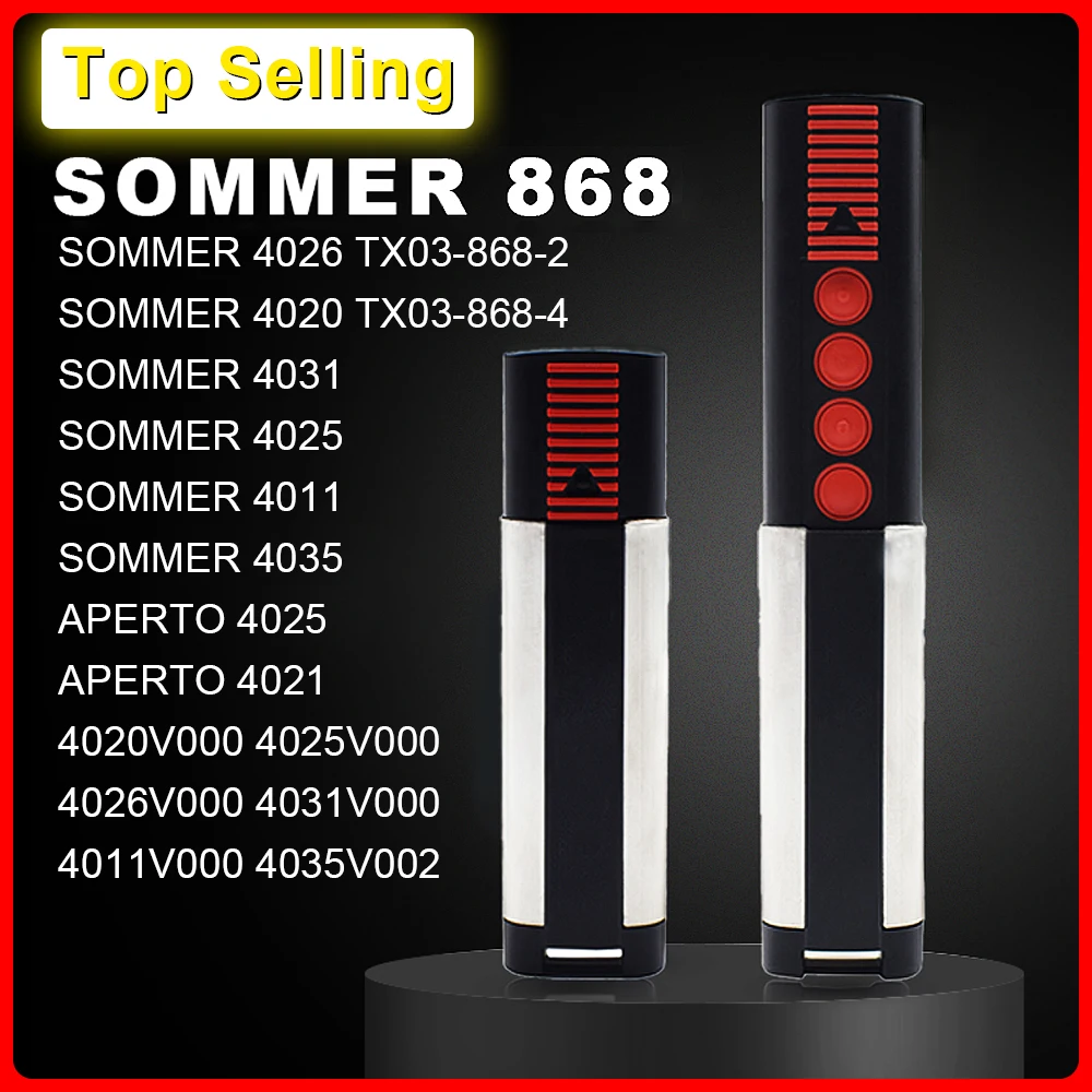 SOMMER-4020 4026 TX03 868-4 차고 문 원격 제어 868MHz 롤링 코드 4 버튼 핸드 송신기, 최고 품질, 신제품 