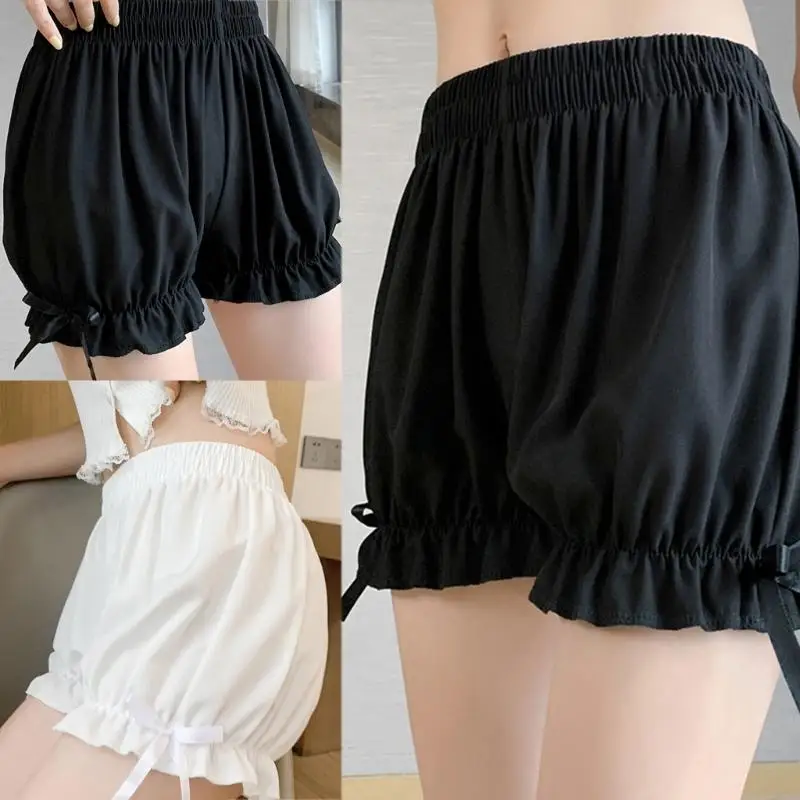 

N0HE Summer Silk Sleeping-Shorts Female Sleep Bottoms Simple Home Safety Shorts