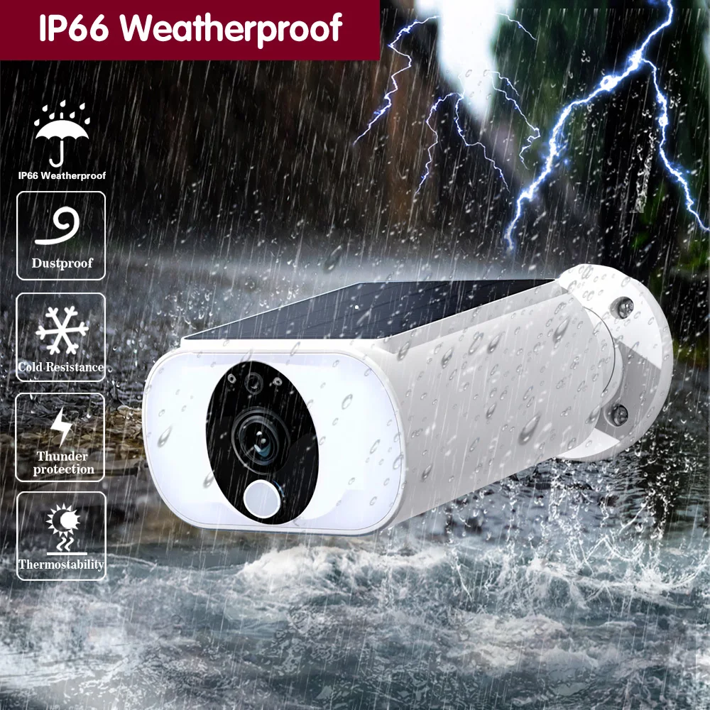 5MP Solar WiFi Bullet Camera Outdoor Wireless IP Camera with Built-in Battery Color Night Vision Security Video Surveillance Cam