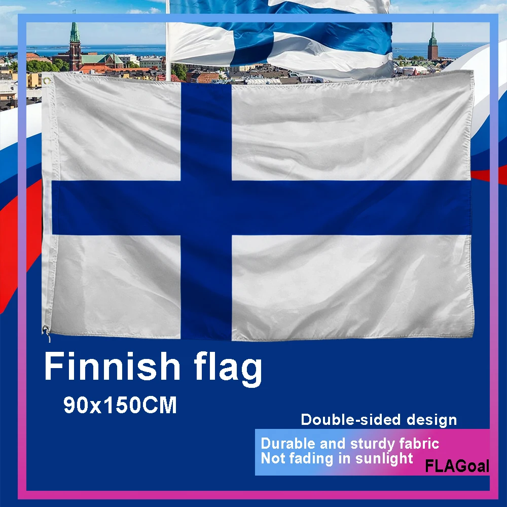 FLAGoal 3x5FT Finland Flag High-Quality Banner Beautiful Blue And White Cross Design National Flag for Home Garden Decoration