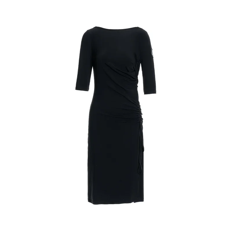 Nowa sukienka do tańca latynoamerykańskiego dla kobiet na rok 2024, seksowna sukienka z rękawami do połowy ramienia, ze sznurkiem i rozcięciem, do chacha, rumby, tanga, kostiumy latynoskie dla dorosłych DN18756