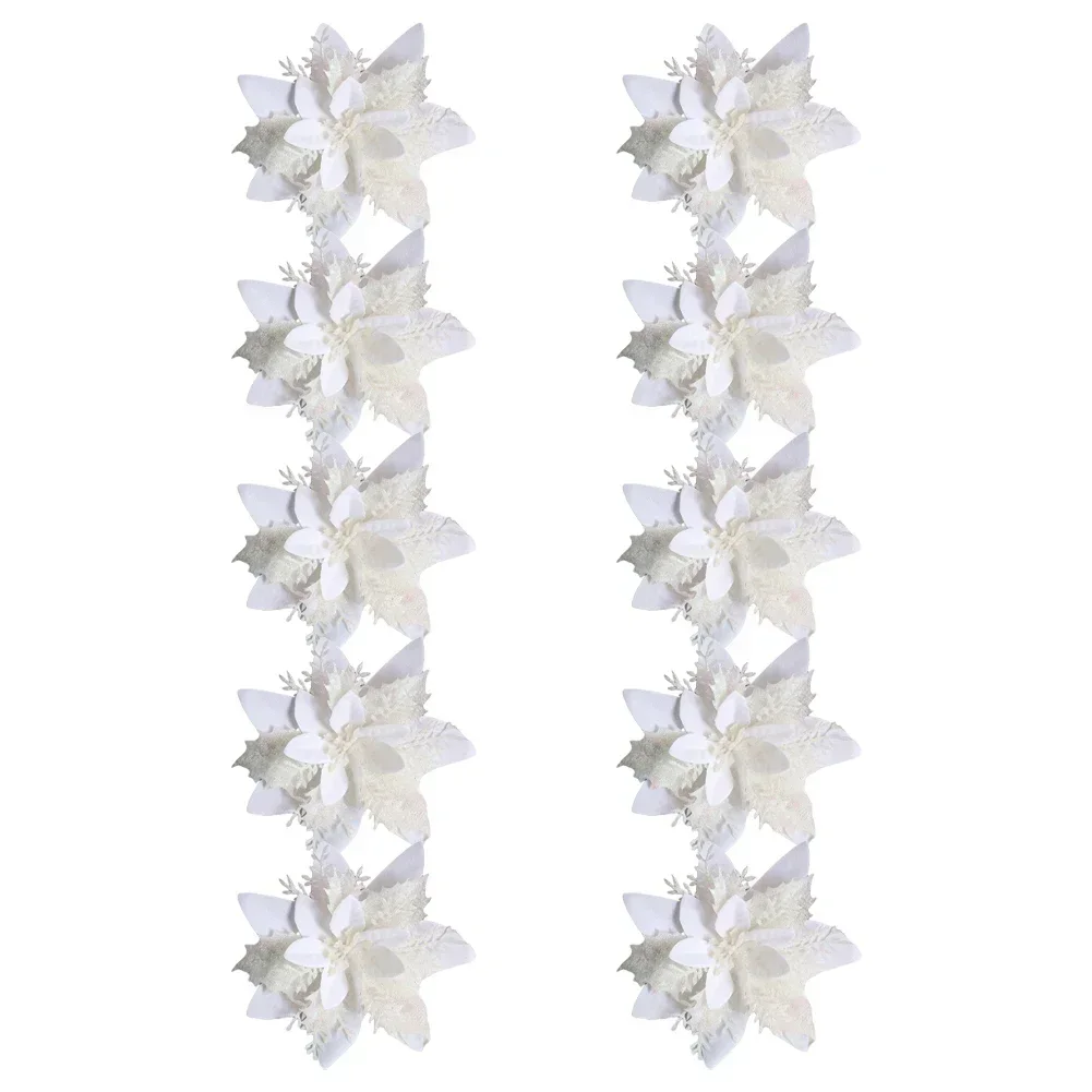 Aesthetic Touch Pack of 10 Sparkling Artificial Flowers Perfectly Crafted for Seasonal Decorations on Trees or Wreaths