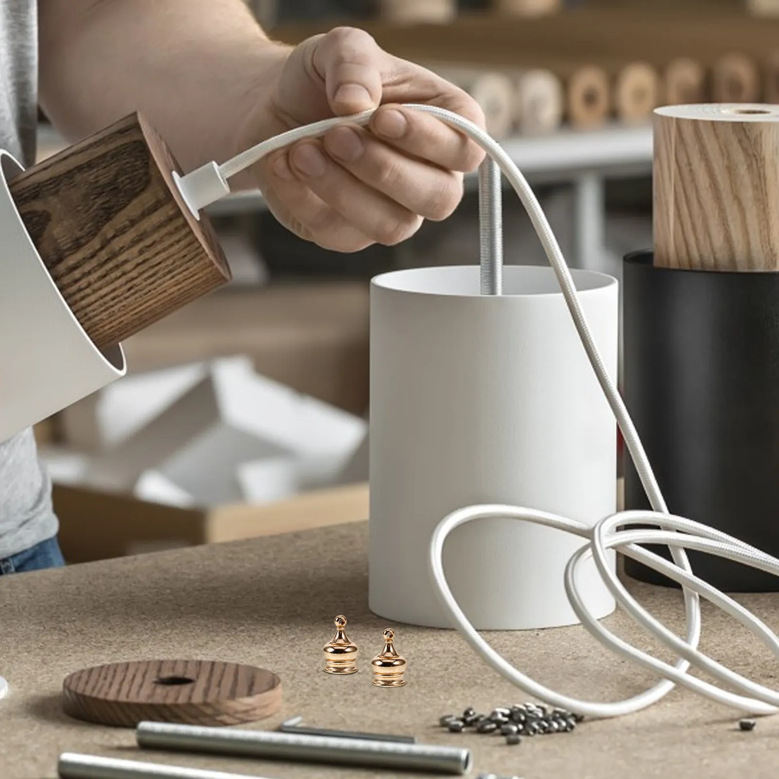 

10 шт. прочных металлических декоративных наконечников для настольных ламп, совместимых с различными светильниками, простые в установке, принадлежности для изготовления ламп