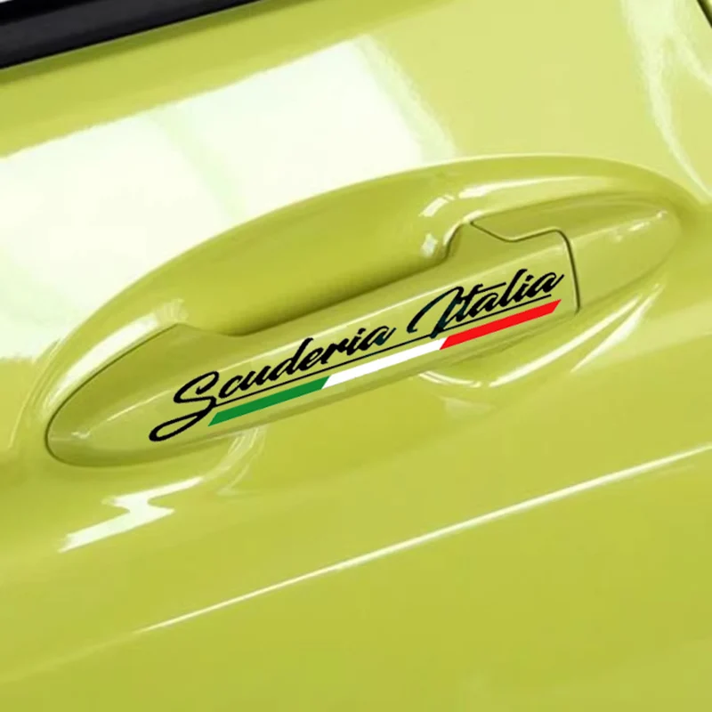 4 قطعة سكوديريا إيطاليا مقبض باب السيارة ملصق فينيل ملصق مائي لشركة فيات 500 أبارث سبورت 595 695 بونتو تيبو برافو فيراري لانسيا باندا #4