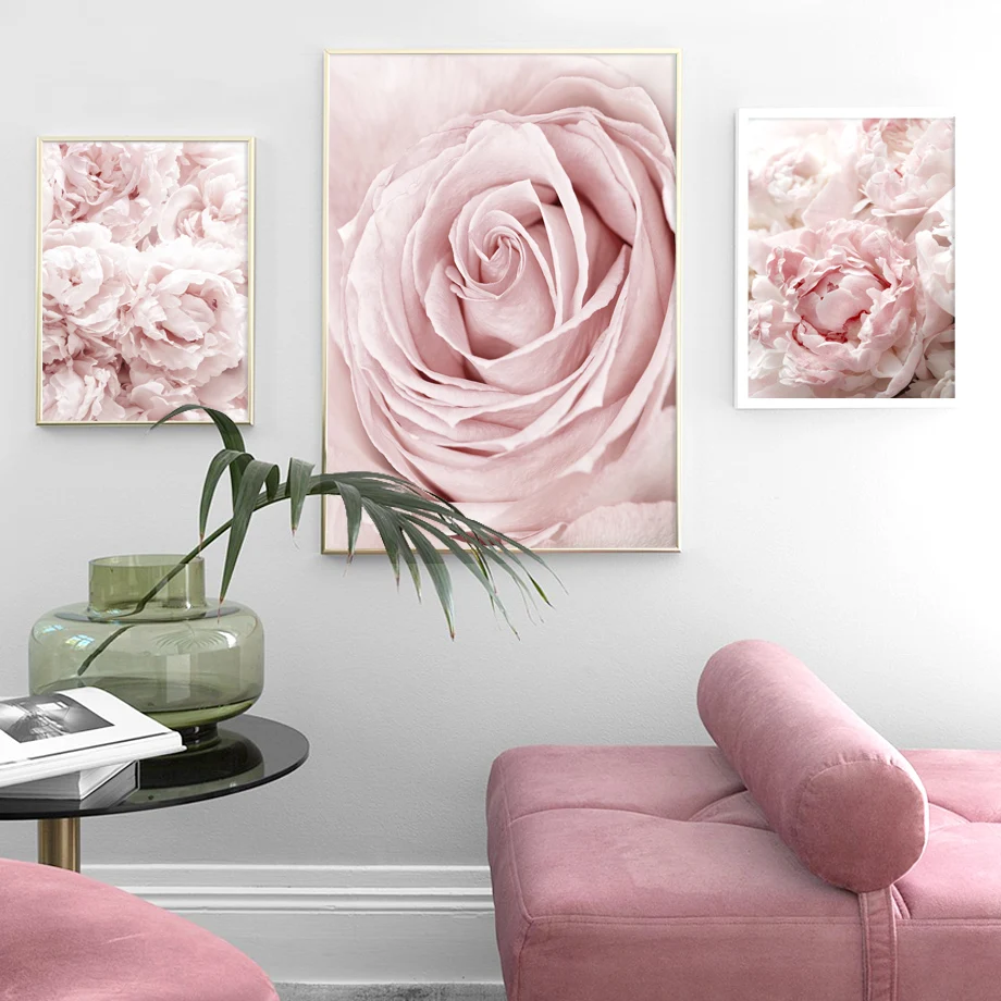 Pink Flowers Rose Peony Minimalism Quotes Nordic Wall Art Aesthetics Print Canvas Painting Posters for Living Room Home Decor