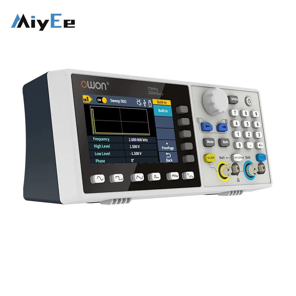 OWON DGE2035/DGE2070 35MHz /70MHz generador de forma de onda 125MSa/s / 300MSa/s generador de funciones de 2 canales compatible con Control remoto de PC