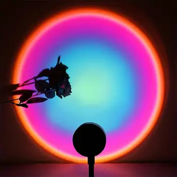 Lampa LED Zachód Słońca USB Tęczowa Neonowa Lampka Nocna Projektor Lampa Pokój Telefon Samo Fotografia Nastrojowe Światło Sypialnia Dekoracja Ścienna Prezent