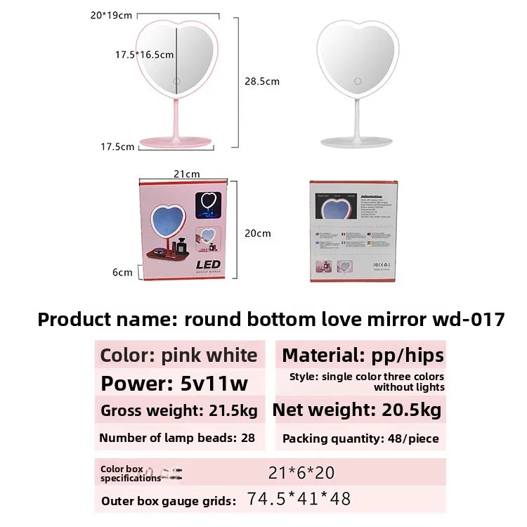 Espejo de maquillaje LED ajustable con luz, espejo de tocador portátil para escritorio, dormitorio, TikTok, espejo de belleza cosmético Viral, espejos de maquillaje