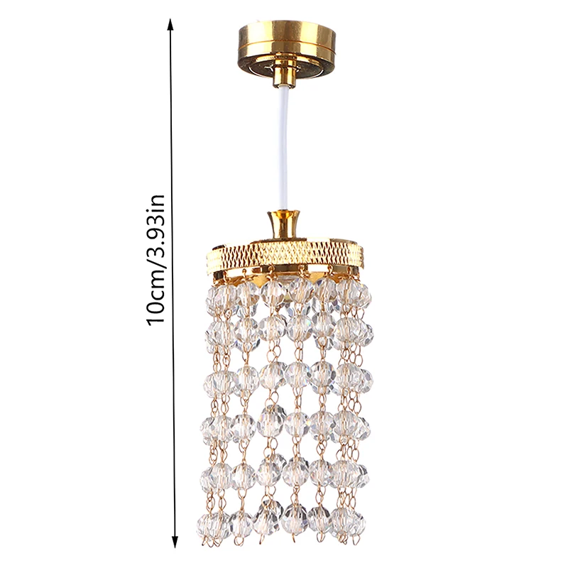 1:12 Dollhouse Miniature LED Crystal Light Chandelier Ceiling Lamp Furniture Model Decor Toy Doll House Accessories