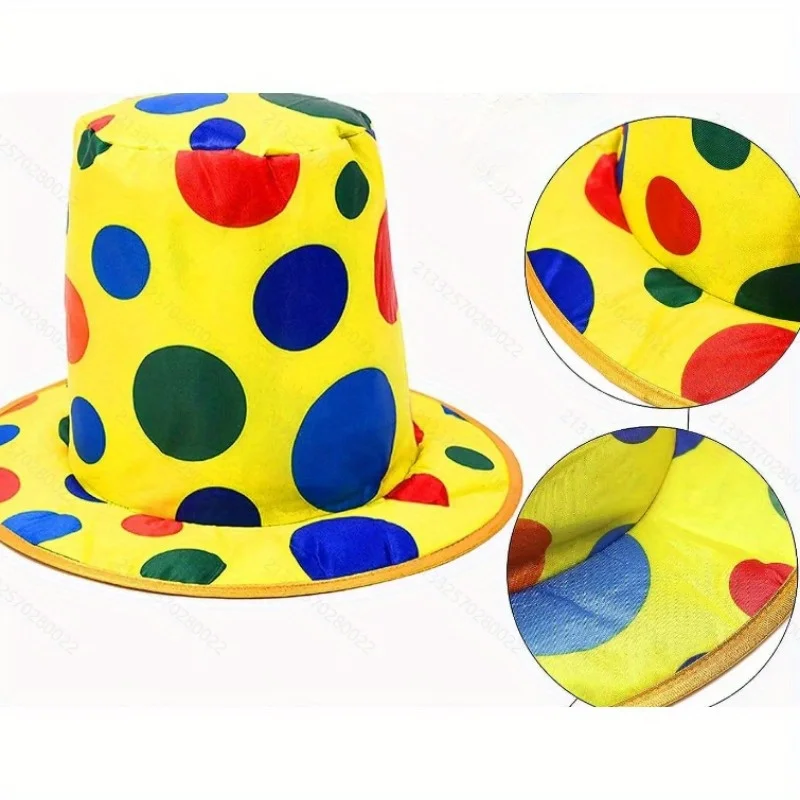 PESENAR Clown Hat Polka Dot Top Hat for Circus Parties Carnivals Rainbow Cosplay Party