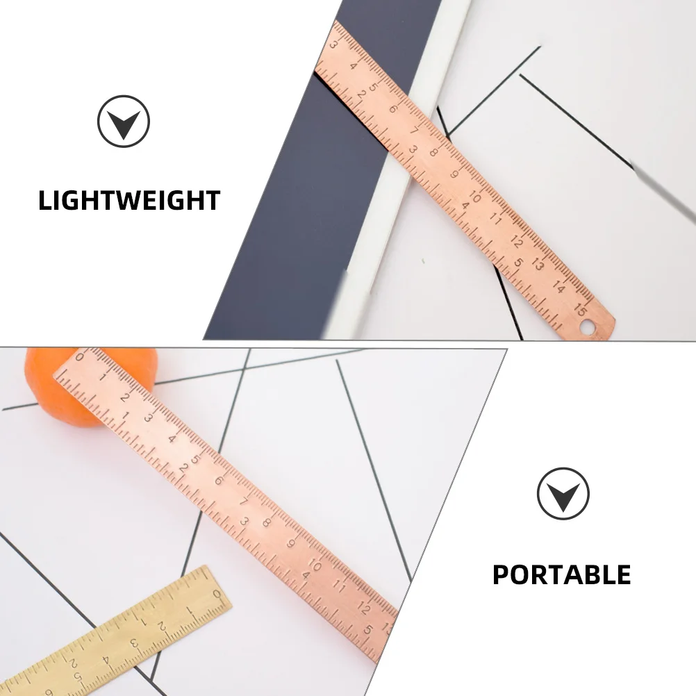 Professional Drafting Tool 1mm Thick Purple Copper Ruler Geometry Measuring Straight Board Math Tools Students Drawing Aids