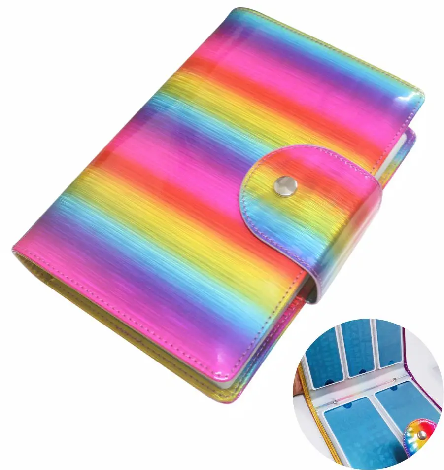 50Slots Rainbow/Blue/Purple/Pink/Laser Silver Nail Art Plate Storage Bag Nail Stamping Plate Holder Case Rectangular Manicure