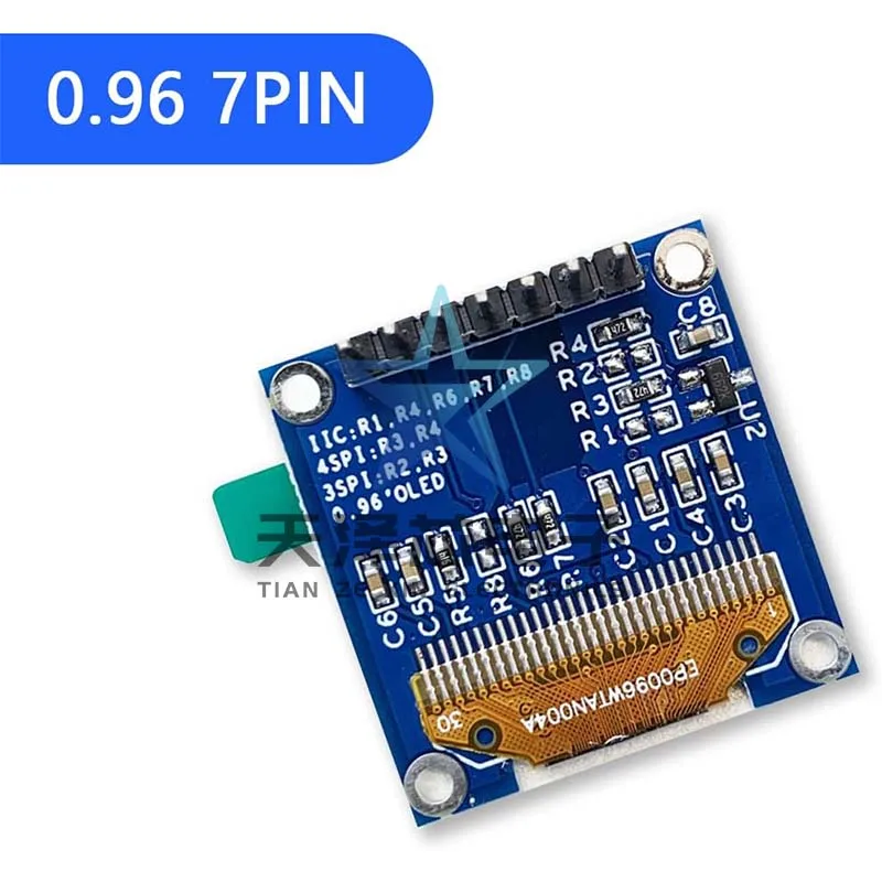 Módulo de pantalla Lcd de monitor Oled azul amarillo azul blanco de 7 pines de 0,96 pulgadas Compatible con Spi/Iic