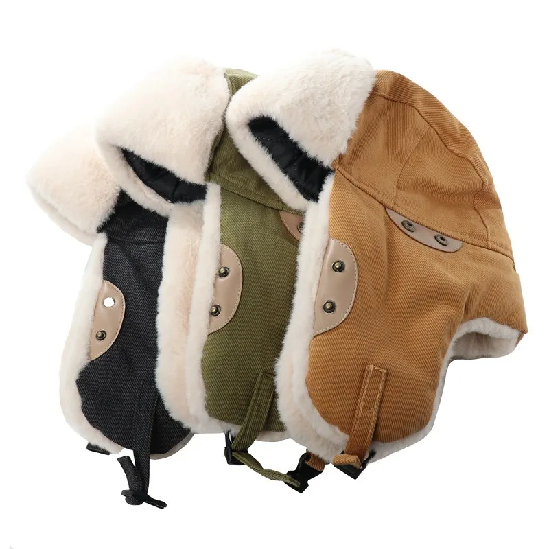 

Pilot Hats New Winter Leifeng Hats Men Women Outdoor Skiing Fleece Warm Goggles Windproof Ear Protection Hats High Appearance