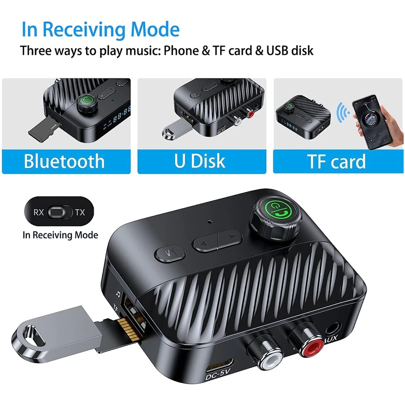 Bluetooth 5.3 Transmitter Receiver Tv Bluetooth Transmitter Stereo LED Screen For TV Car