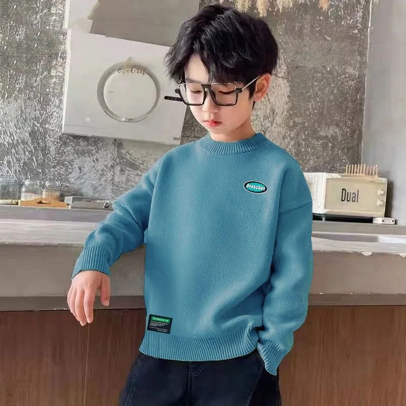 

Boys Woolen Sweater Crochet Cotton Windbreak 2024 Retro Elegant Thicken Autumn Winter Outwear School Warm Children's Clothing