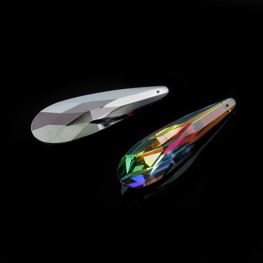 100pcs 76mm  K9 Crystal Glass Drop Pendant Shiny Suncatcher Prism Sliver Back for DIY Home Wedding Door Lighting Parts Decor