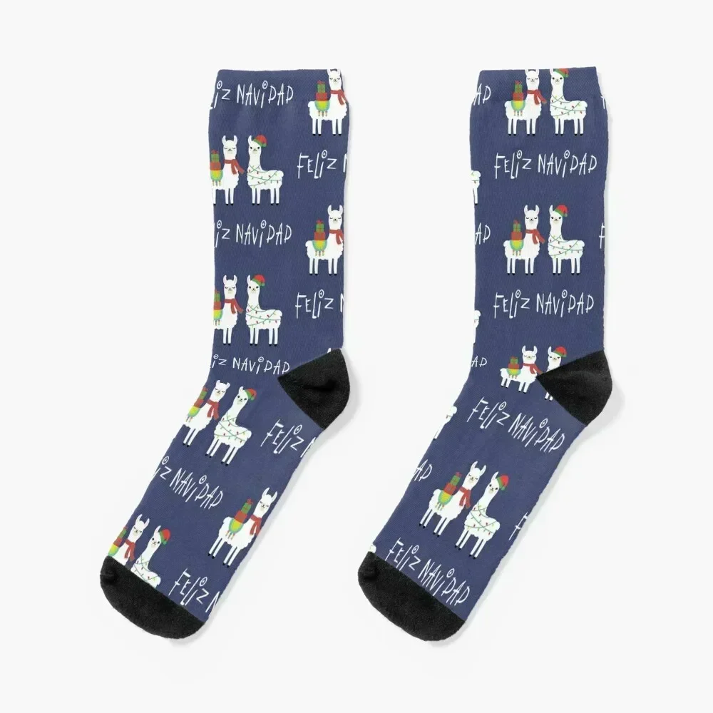 Christmas Llama Feliz Navidad (Spanish Alpaca) Socks anti-slip Children's Mens Socks Women's