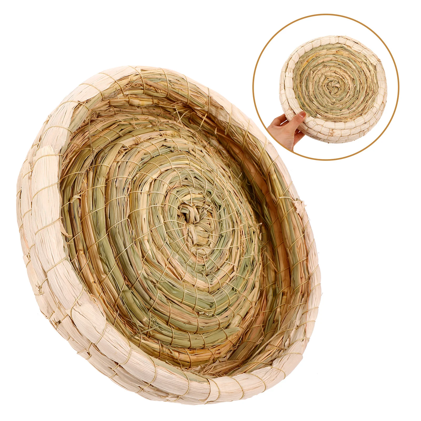 

Hand Woven Straw Bird Nest Decor for Parrot Pigeon Dove Rabbit Breeding Natural Hanging Nest Ornament Home Garden Cage Accessory