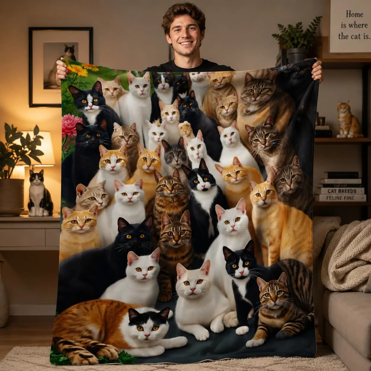 1pc Cat Group Soft Blanket, Suitable for Cat Lover Gift