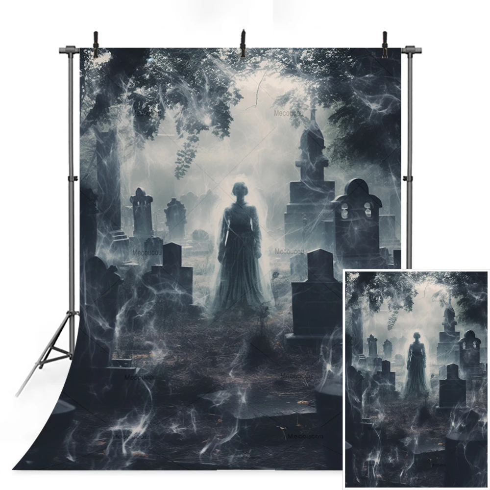 Halloween Party Vertical Backdrop Custom Terror Ghost Shadow Skeleton Cross Scary Castle Kids Room Photography Decor Background