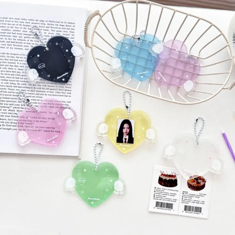 Creative 1 inch Photocard Holder Acrylic Love Wings Idol Photo Holder Gift Kawaii Bag Pendant