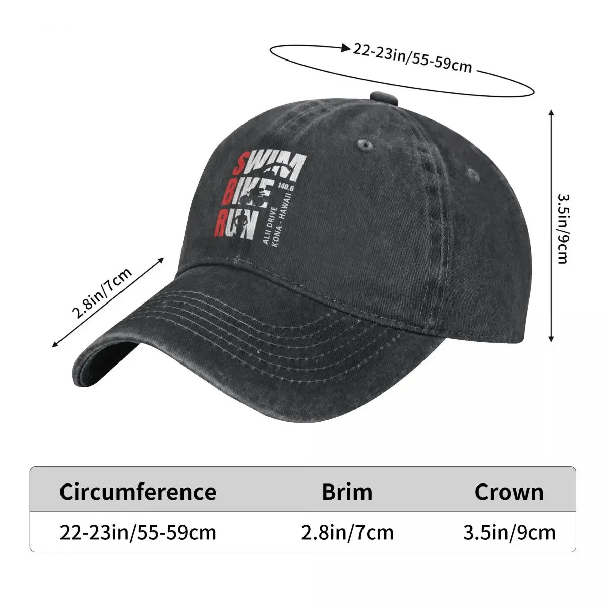 Triathlon Swim Bike Run Men Women Baseball Cap Distressed Washed Caps Hat Vintage Outdoor Activities Gift Snapback Hat