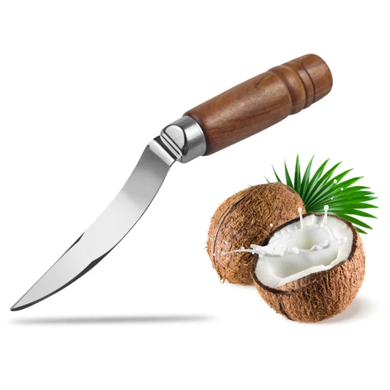 Stainless steel coconut scraper, coconut meat extractor, washable coconut peeler with wooden handle, household tool, stainless s