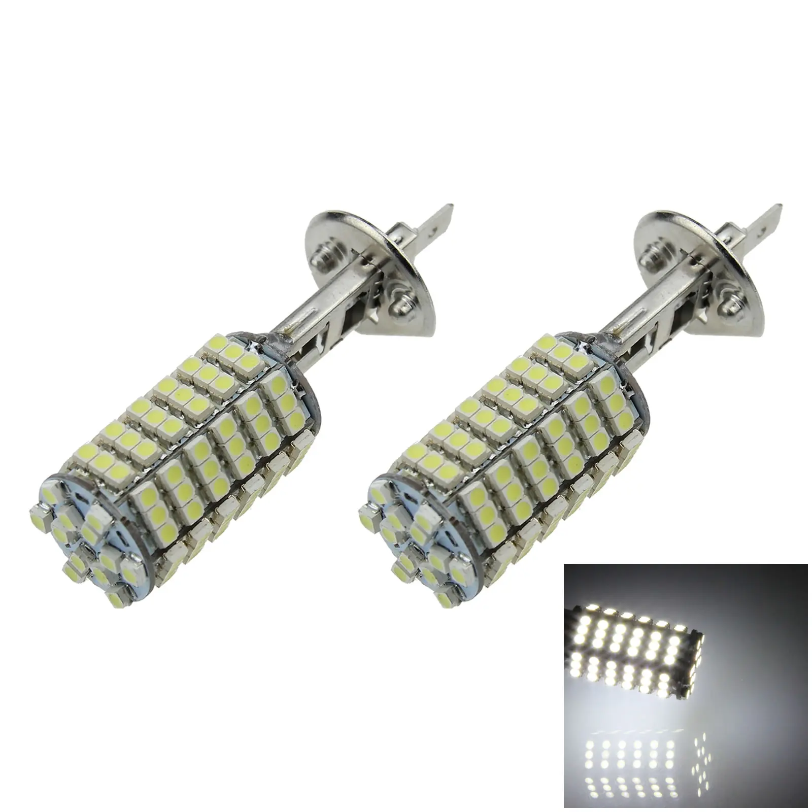 2x White Car H1 Turn Light Signal Blub 120 Emitters 1210 SMD LED IEC7004-46 H008-W