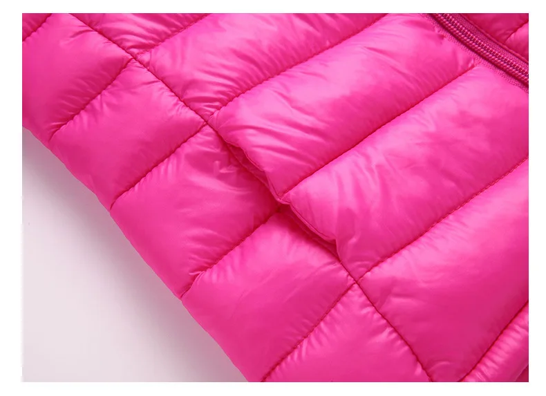 Kinder-Daunenjacke für Jungen und Mädchen für Herbst und Winter, leichte, einfarbige, warme Jacke mit Reißverschluss und Kapuze, Größe 3-14 Jahre. – Detail 17