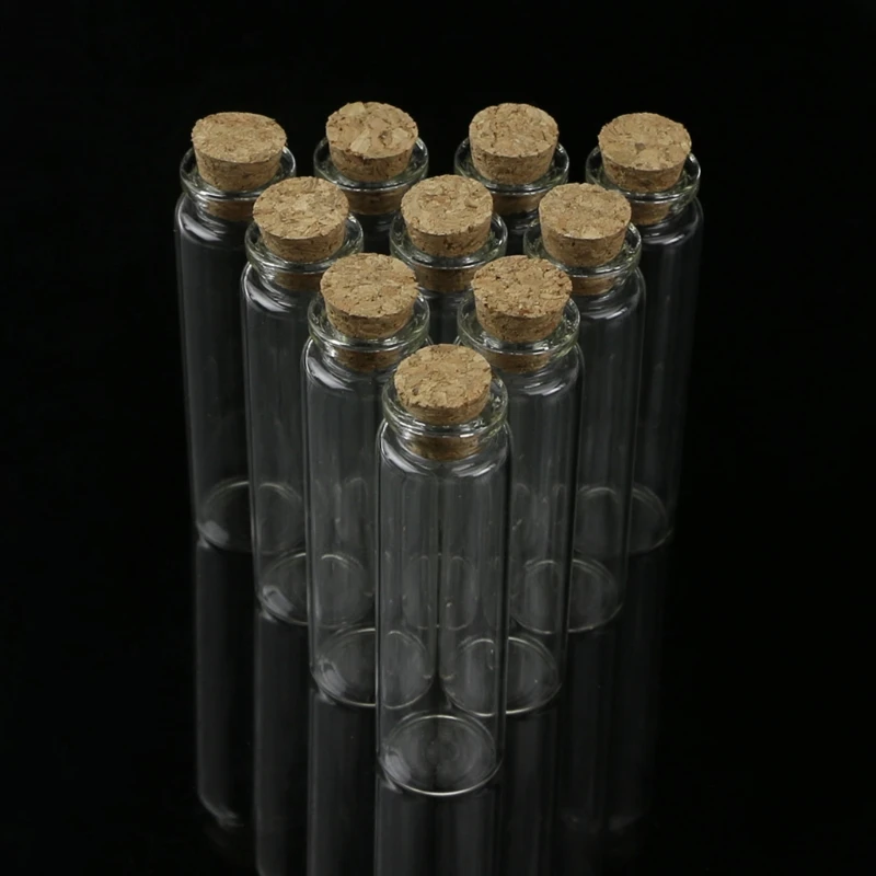 10 Pcs 20ml 22*80mm Empty Tiny Small Clear Cork Message Glass Bottles Vials Drop Ship