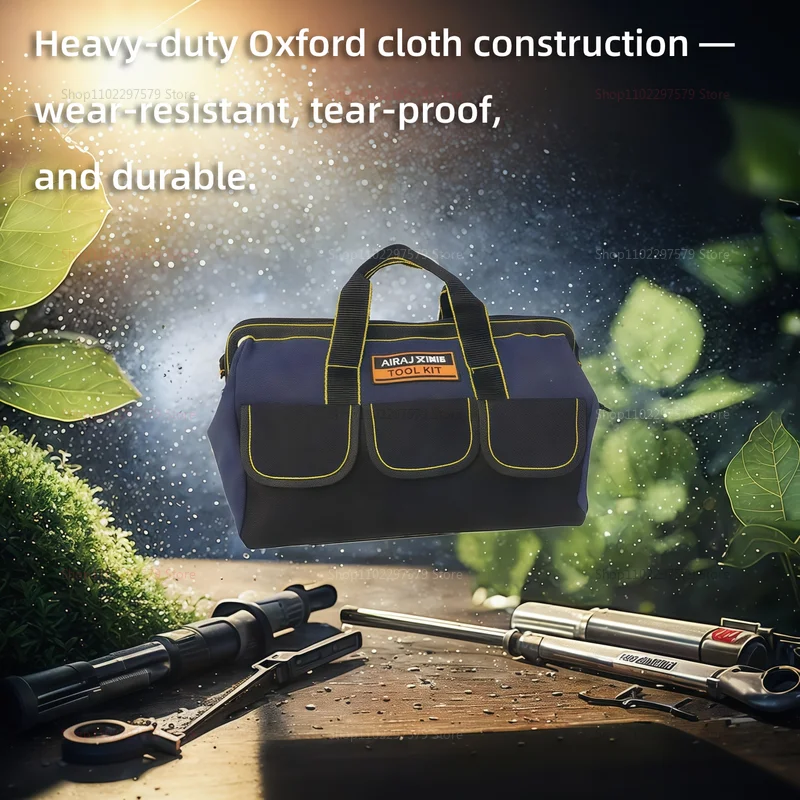 Electrician Tool Bag Heavy Duty Waterproof Oxford Cloth Wear-resistant Multi-pocket Storage Hand Carry for Trades DIY Worksite