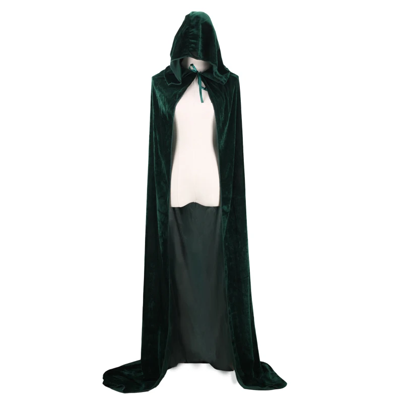 Weihnachts-Samt-Halloween-Sensenmann-Umhang, langer Kapuzenumhang, Unisex, für Teufel, Hexe, Zauberer, Weihnachts-Cosplay, mittelalterlicher Umhang