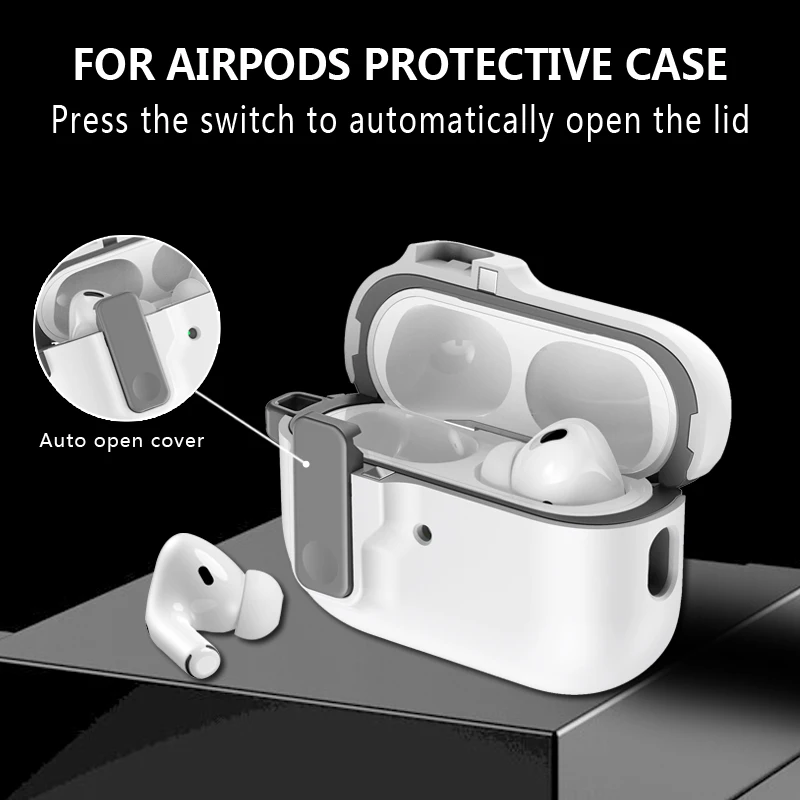 

Автоматический переключатель, безопасный замок, совместим с AirPods Pro, 2-е поколение, раннее поколение, чехол AirPods 3, защитный чехол